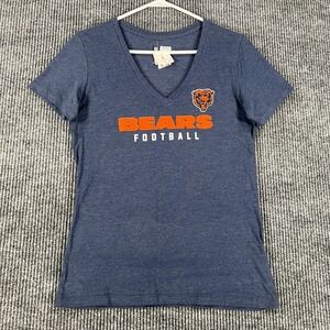 Chicago Bears Womens Shirt Large Blue Short Sleeve V Neck New NWT NFL Football